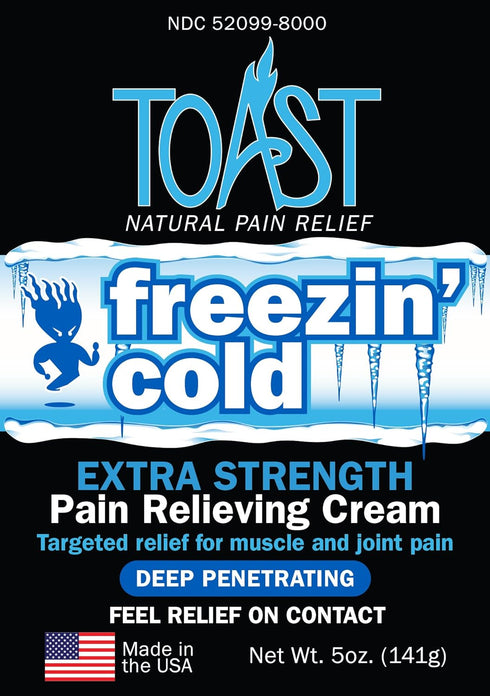 Toast Freezin Cold Extra Strength Pain Relief Cream for Muscles and Joints - 5 Ounces