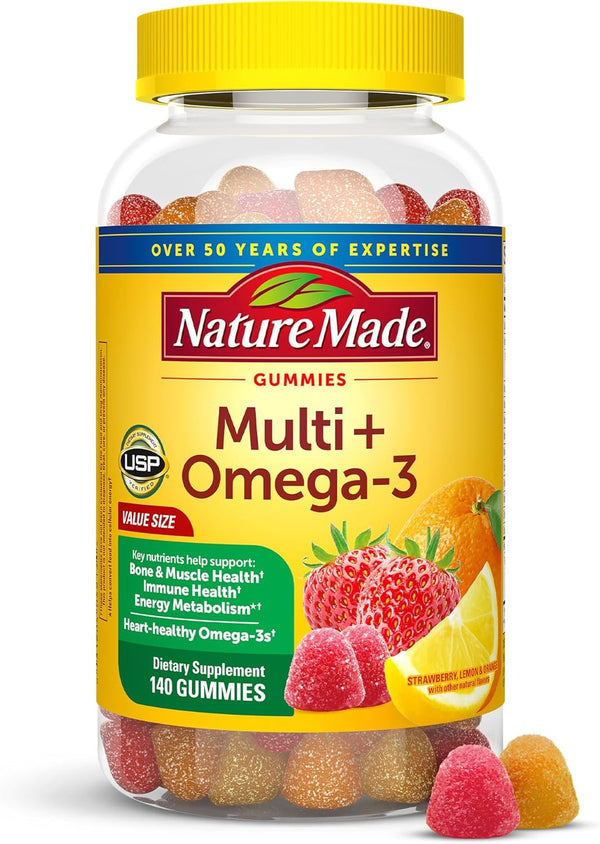 Nature Made Multivitamin + Omega-3, Multivitamin Gummies for Women and Men, Daily