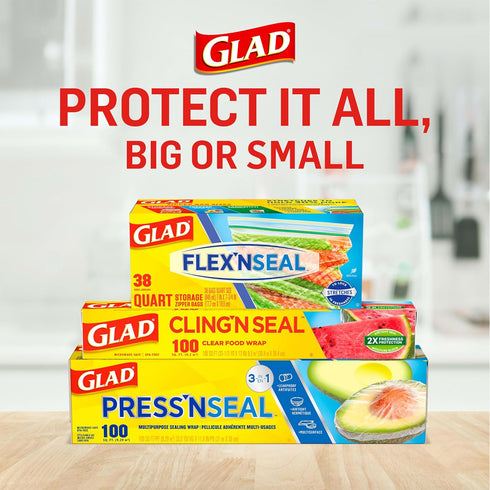 Glad Zipper Food Storage Plastic Bags | Quart - 50 Count (Packaging May Vary)