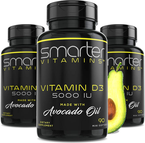 Smarter Vitamin D3 5000 IU in Avocado Oil - 125mcg, 270 Mini Softgels (3 Pack)