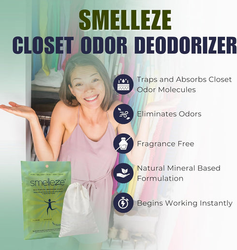 SMELLEZE Reusable Office Odor Removal Deodorizer Pouch, Chemical-Free Smell Removal for 150 Sq. Ft.