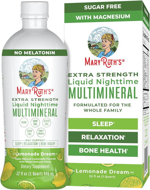 Extra Strength Nighttime Liquid Multimineral Sleep Supplement, Sugar Free, Calm Magnesium Citrate Sleep, NO Melatonin,