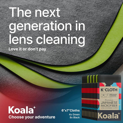 Headset, (Pack 12) Koala Lens Cleaning Cloth | Japanese Microfiber | Glasses Cleaning Cloths | Eyeglass Lens Cleaner |