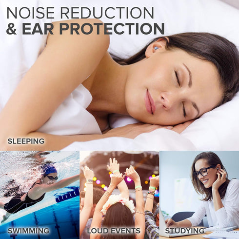 Ear Plugs for Sleeping by LaloLab | Comfortable Reusable Noise Cancelling Earplugs for Sleep, Snoring, Travel & Work |