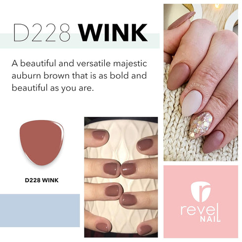 Revel Nail Dip Powder - Brown Nude Chip Resistant Nail Polish with Vitamin E and Calcium, DIY Manicure