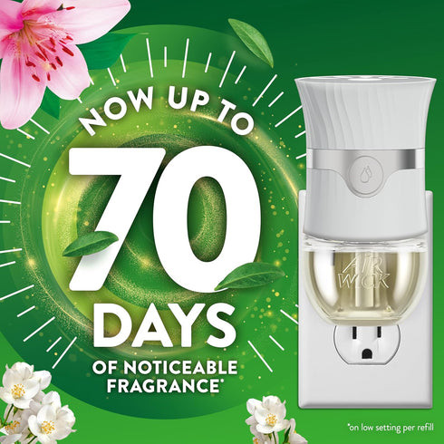 Pack 4 Count 4 AIR WICK Plug In Scented Oil Air Freshener Refill - Oil Refills Morning Lily & White Flowers ct.