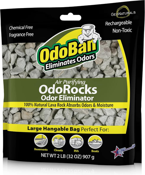 OdoBan Natural Odor Eliminator OdoRocks Made from Volcanic Rocks, 2 Pound Bag, Fragrance Free