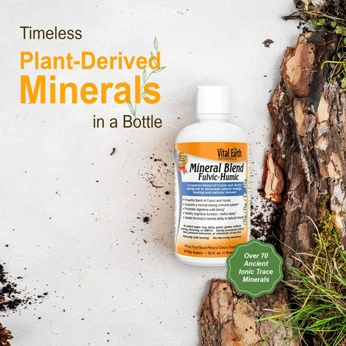 Vital Earth Minerals Fulvic Humic Mineral Blend Liquid - 32 Oz, Fulvic Acid Supplement with 70+ Trace Minerals