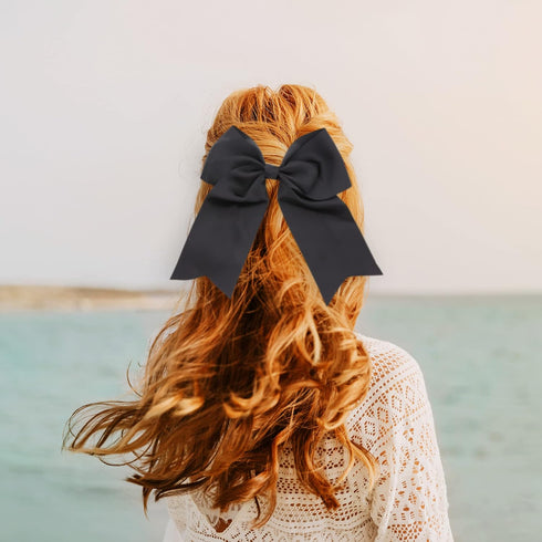 Jumbo Bow Clip with Tails, Black