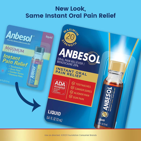 Anbesol Maximum Strength Oral Anesthetic Liquid, 0.41 fl oz (packaging may vary)