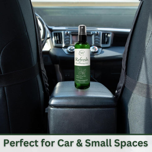 Refresh Aromatherapy Room Spray & Pillow Mist - Peppermint & Eucalyptus Essential Oil, Natural Car Air Freshener