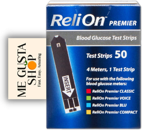 ME GUSTA SHOP 50 Count, ReliOn Premier Blood Glucose Test Strips, + me Gusta Sticker