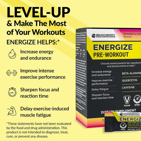 BODi Energize Pre Workout Powder, Beta-Alanine, Quercetin & Low-Dose Caffeine Formula for Enhanced Energy & Focus,