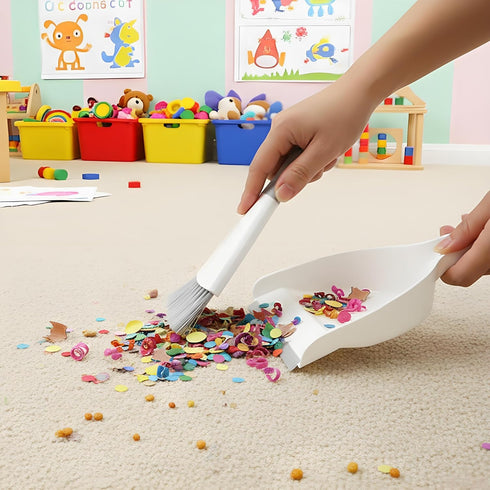 Set, 3 Set) Small Hand Dust Pan and Brush - Small Broom and Dustpan Mini Broom and Dustpan, Compact Dustpans and Brush