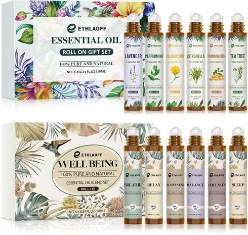 Essential Oils Roll On Set -Aromatherapy Oil with Roller Ball,Essential Oils Blends