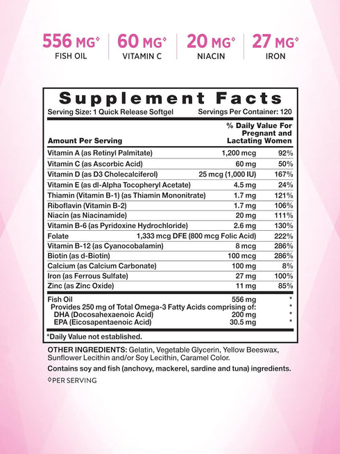 Nature's Truth Prenatal Vitamin for Women | 120 Softgels | Non-GMO & Gluten Free Multivitamin Supplement with DHA and Folic Acid