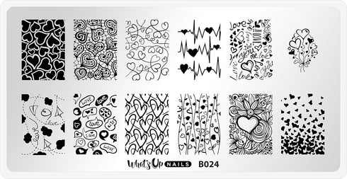 Whats Up Nails Valentine's Day Stamping Plates, 2 Pack (B024, B041) for Nail Art Design