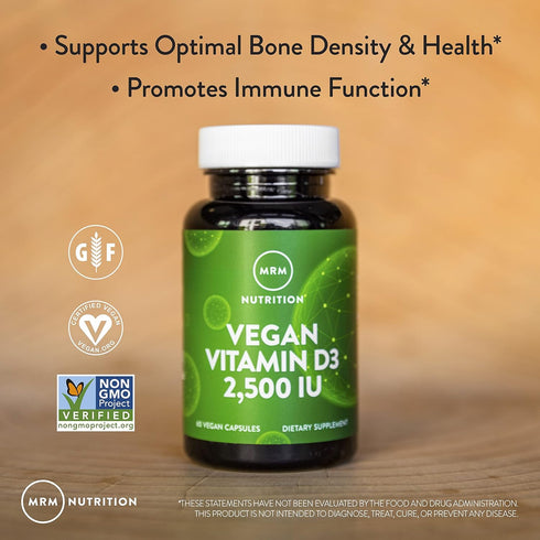 MRM Nutrition Vegan Vitamin D3 2,500 IU | Bone + Immune Health | Supports Calcium Absorption | 60 servings
