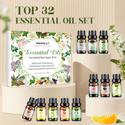 Set, (32 5ml) Essential Oils Aromatherapy Essential Oil Kit for Diffuser, Humidifier, Massage, Skin Care x