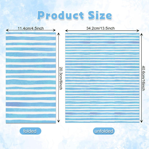 KTHONIOMANTE 200PCS 2 Pack, 4.5x8 Inch Blue & White Stripe Guest Napkins, Ply Disposable Paper Striped Dinner Hand