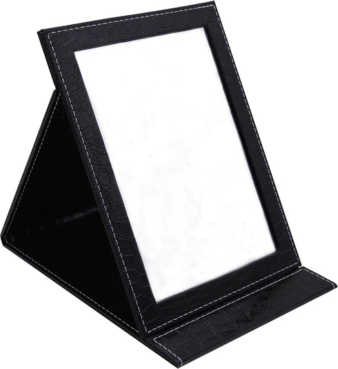 Portable Folding Vanity Mirror for Bedroom, Makeup Mirror with Leather Cushioned Cover for Travel Cosmetic Dresser