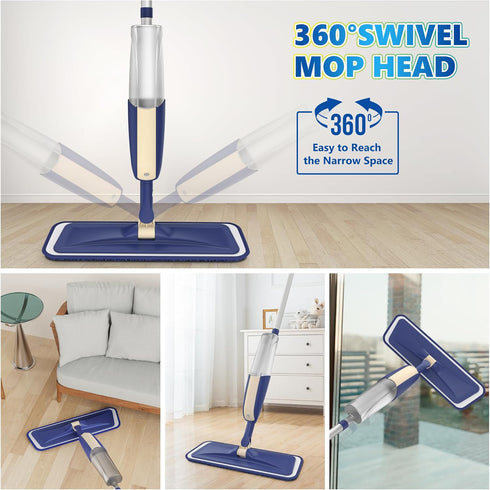 Microfiber Spray Mops for Hardwood Floor Cleaning - MEXERRIS Wet Jet Mops with 3X Washable Pads for Floor