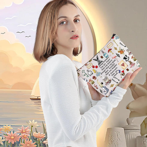 LEVLO Fairy Tale Movie Makeup Bag, Gift for Fairy Tale Fans, You Are Braver Stronger Smarter Zipper Pouch
