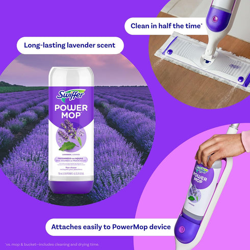 Swiffer PowerMop Multi-Surface Refill Pack for Floor Cleaning - Includes 5 Mopping Pad Refills and 1 Lavender Scent