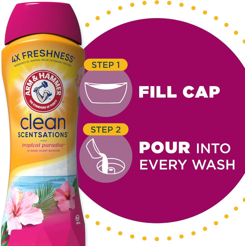 HAMMER 45 Oz ARM & Clean Scentsations In-Wash Scent Booster, Laundry Scent Booster Tropical Paradise scent