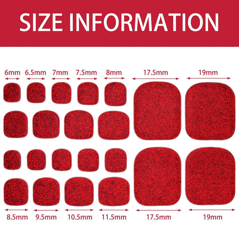 Maitys 440 Pcs Glitter Toenail Stickers, 20 Sheets with 2 Nail Files, Solid Color Full Nail Wraps for Women
