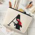 Initial Floral Makeup Bag for Girls, T Letter Travel Pouch, Personalized Gift