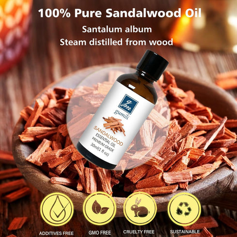 Sandalwood Essential Oil, Home Fragrance Scent Oil for Perfume, Diffuser, Skin, Hair - 30ml