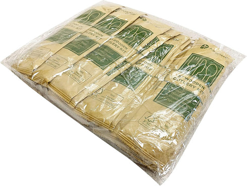 KingSeal Bulk Pack of 25 FSC Certified Disposable Wood Cutlery Kits - Spoon, Fork, Knife with Bleach-Free Napkin