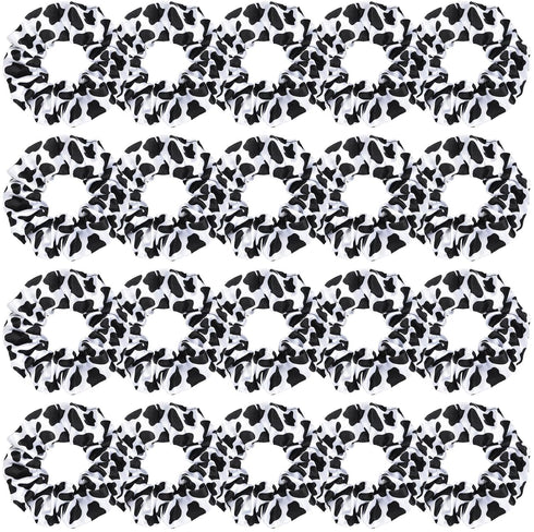 WILLBOND 20 Pieces Cow Print Scrunchies, Women Elastic Silk Satin Hair Ties, Ponytail Holder for Team Party