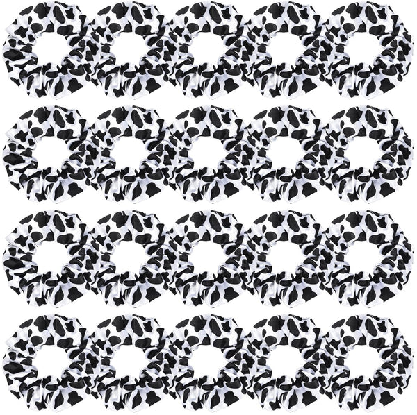 WILLBOND 20 Pieces Cow Print Scrunchies, Women Elastic Silk Satin Hair Ties, Ponytail Holder for Team Party