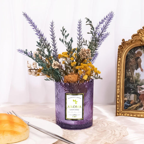 Toptime 100% 5.3OZ, 30HR Lavender Scented Candle, Purple Glass Jars - Natural Soy, Burn Time Aromatherapy for Home