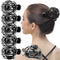 RC ROCHE ORNAMENT 6 Pcs Bun Maker Hair Clip, Side Slide Bun Round Dome Comb Clamp, Large Black