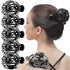 RC ROCHE ORNAMENT 6 Pcs Bun Maker Hair Clip, Side Slide Bun Round Dome Comb Clamp, Large Black