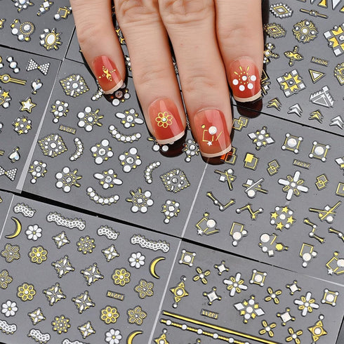 20 Sheets Nail Art Stickers Gold Nail Decals Metallic 3D Self Adhesive Flower Diamond Designs Luxury Nail Stickers Supplies for Women Nail Manicure Decorations by FJSMTOPl