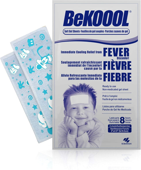 BEKOOOL Soft Gel Sheets for Kids, Cooling Relief from Fever Discomfort, 4 Count