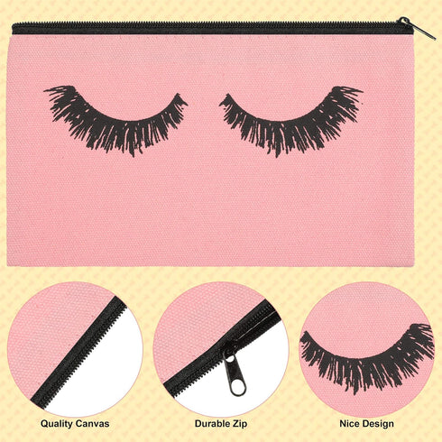 Weewooday 30 Pieces Eyelash Makeup Bags, Canvas Travel Pouches with Zipper for Women, 5 Colors (7.1 x 4.3 Inch)