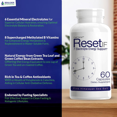 ResetIF Intermittent Fasting: Keto Energy Electrolytes with Pink Himalayan Sea Salt, Green Tea, B Complex, Zinc, 72