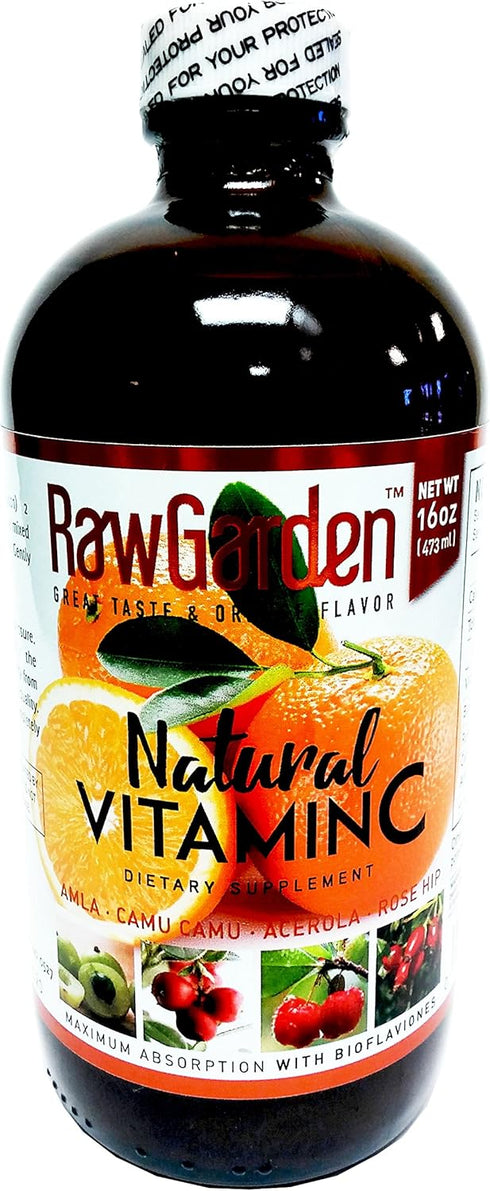 Natural Liquid Vitamin C with Rose Hip, Amla, Camu Camu, Acerola, 16 OZ Glass Bottle (1 Pack)