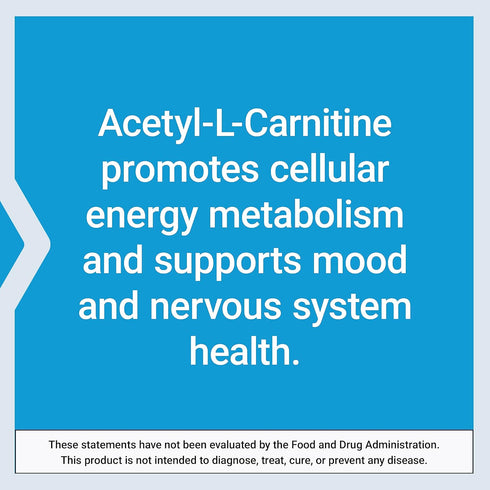 Life Extension Acetyl-L-Carnitine, 100 Capsules | Brain, Mood & Nerve Health, Cellular Energy, Gluten-Free, Non-GMO