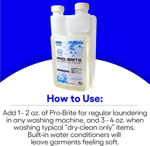 Pro-Brite Liquid Laundry Detergent - 16-Oz, Proprietary Wet Cleaning Surfactants for Sensitive Fabrics