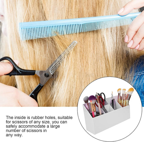 Scissors Organizer - Hairdressing Combs Holder - Hair Clips Hairdressing Tool Storage Box with Multifunctional Design for Daily Hair Care and Styling(White)