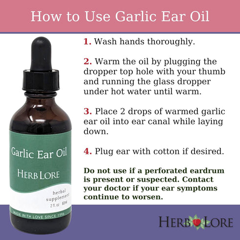 Herb Lore 2 oz Garlic Ear Oil Drops Soothes Dry, Itchy, or Clogged Ears for Kids & Adults - fl