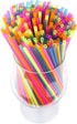 300 Neon Mini Bar Cocktail Straws, Short Plastic Drink Stirrers