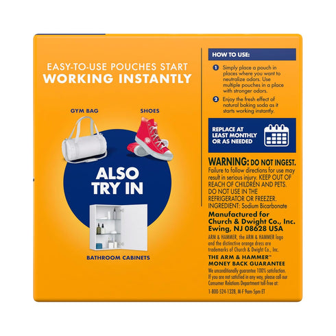 Hammer 5 count Arm & Fresh Effects Odor Neutralizing Baking Soda Pouches, Unscented Deodorizer for Long Lasting