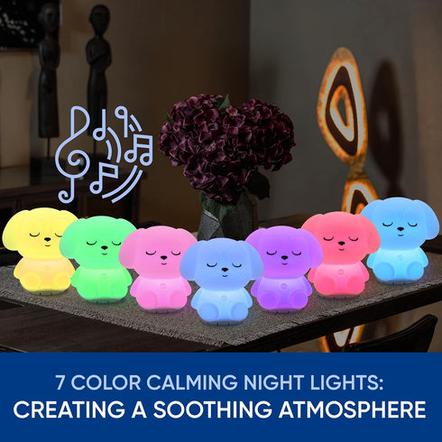 RAINLAX 4-7-8 3 1 Mindfulness 'Breathing Puppy' | Guided Visual Meditation Breathing Light | in Device with Night Light